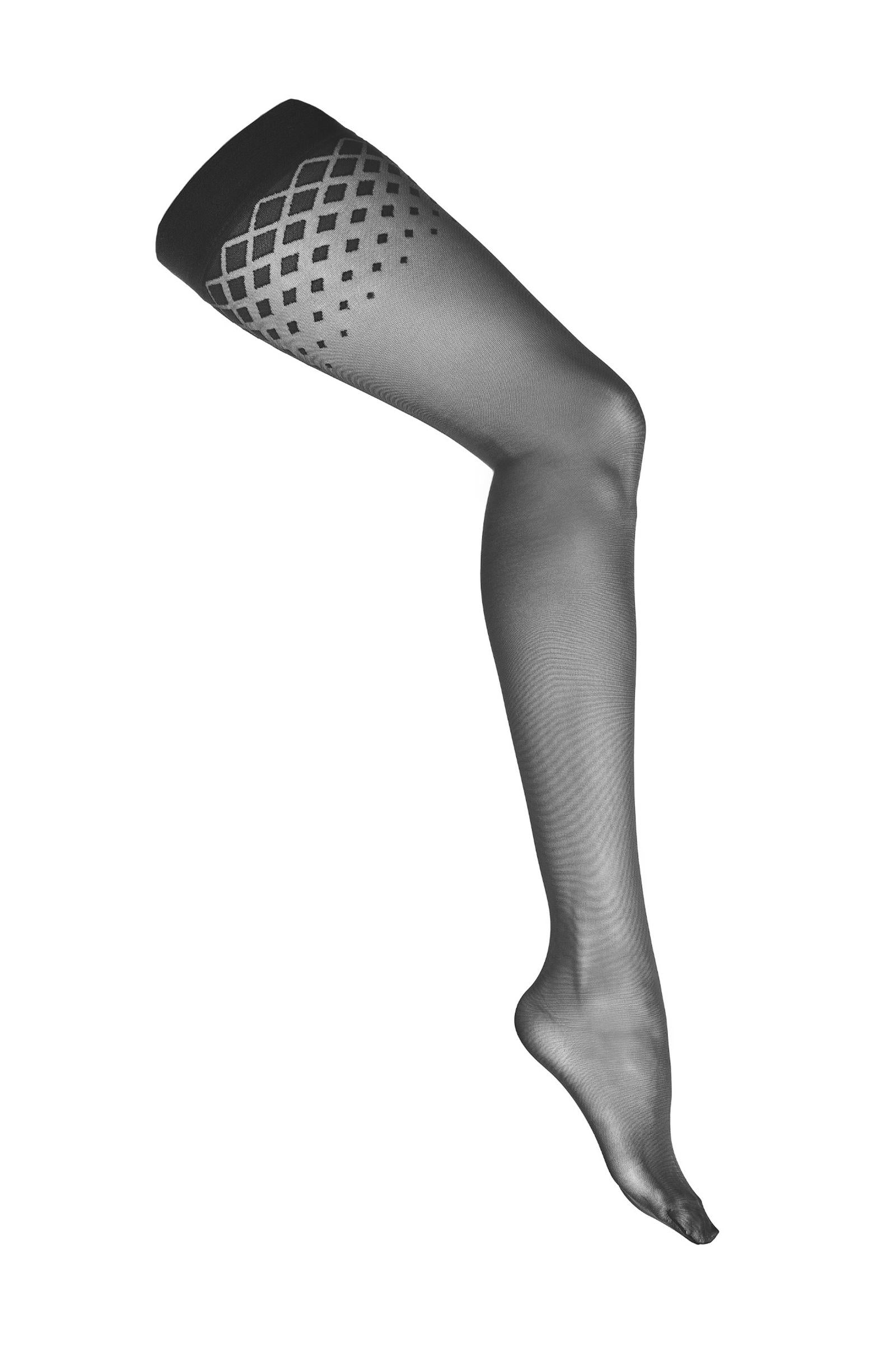 Charming diamond-patterned stockings – 20 den in black