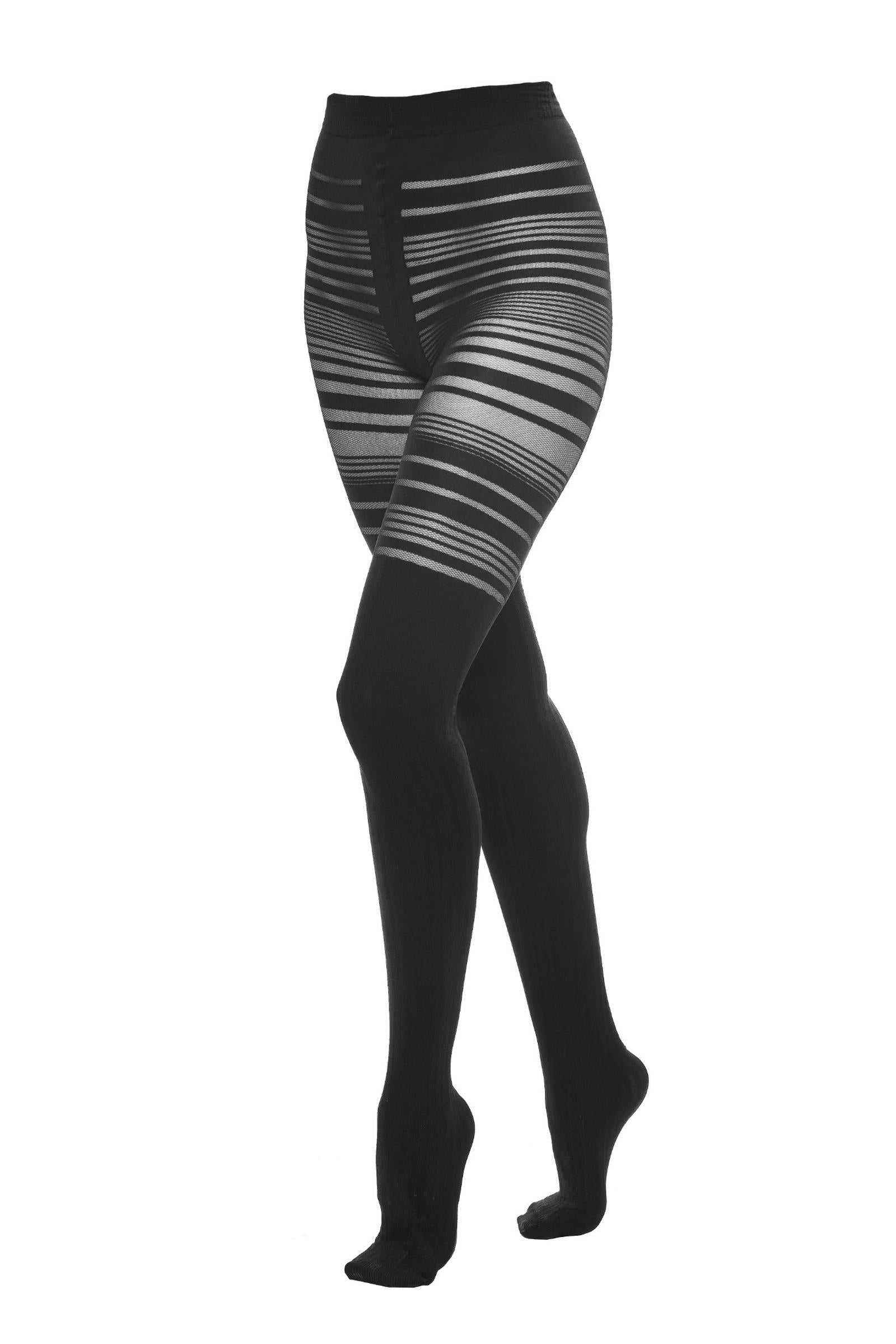 Blickdichte 80 den Strumpfhose mit Tigermuster – Schwarz
