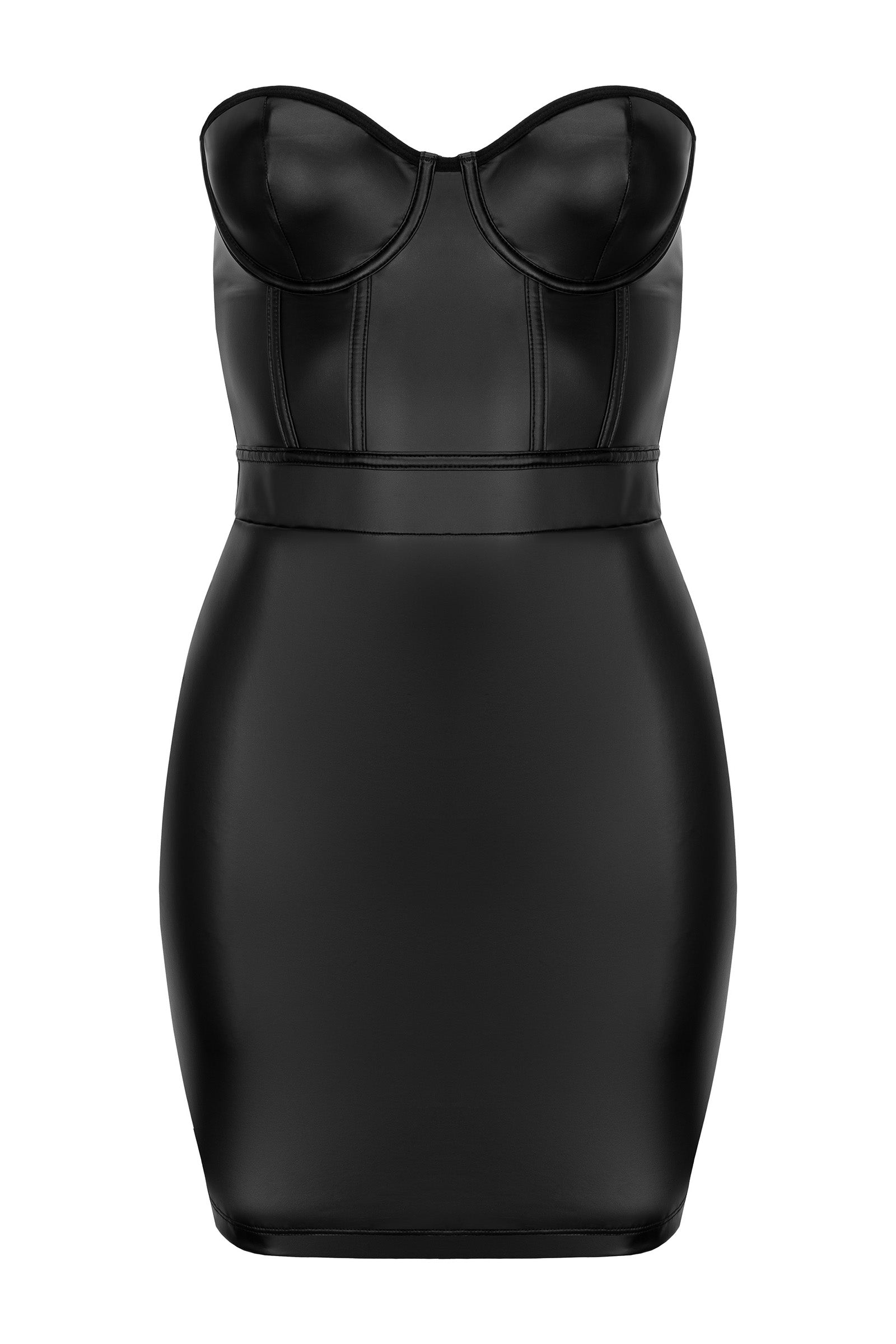 Verführerisches trägerloses Wetlook Minikleid