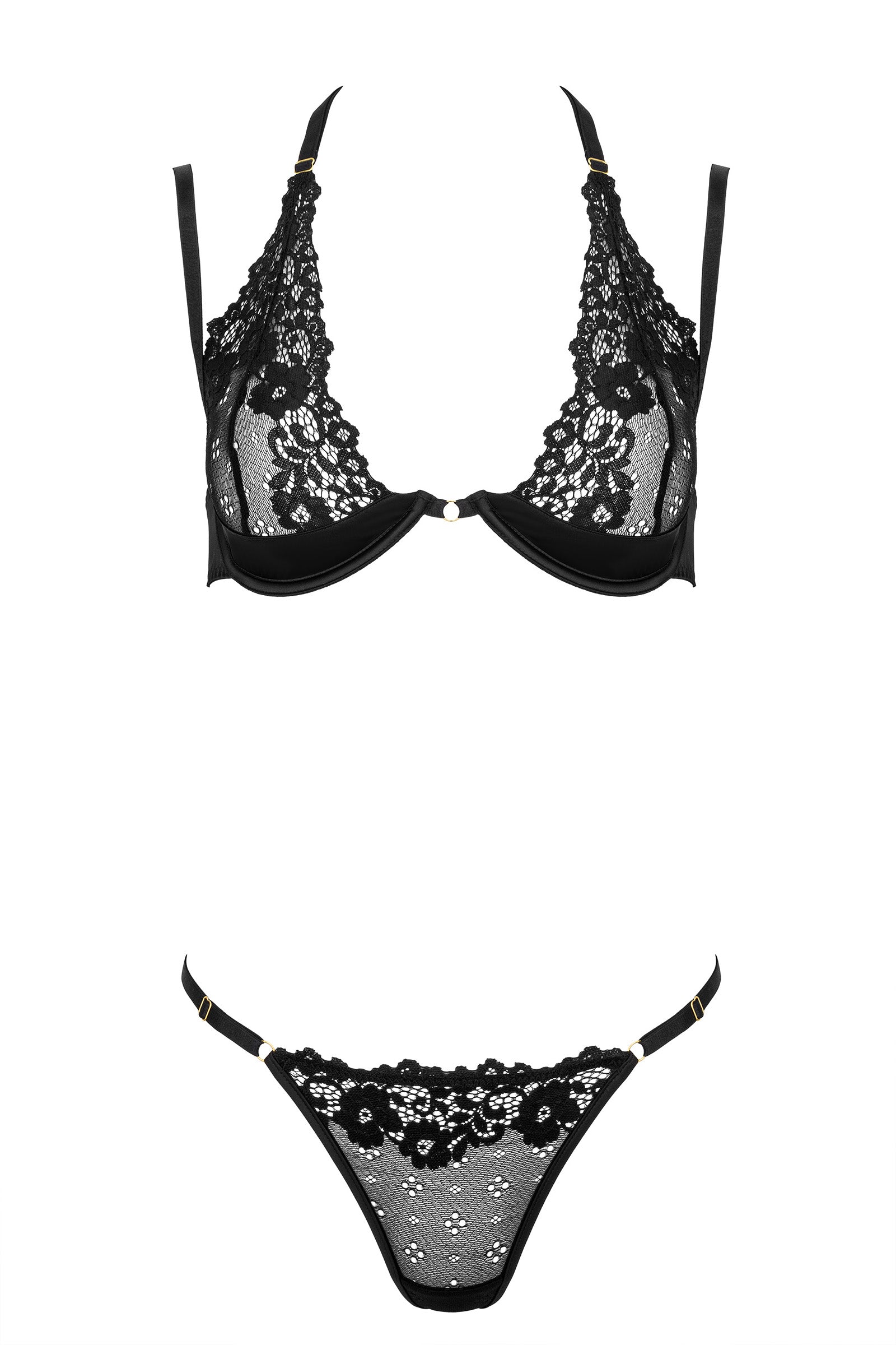 Verführerisches 2-teiliges Spitzen-Set in Schwarz