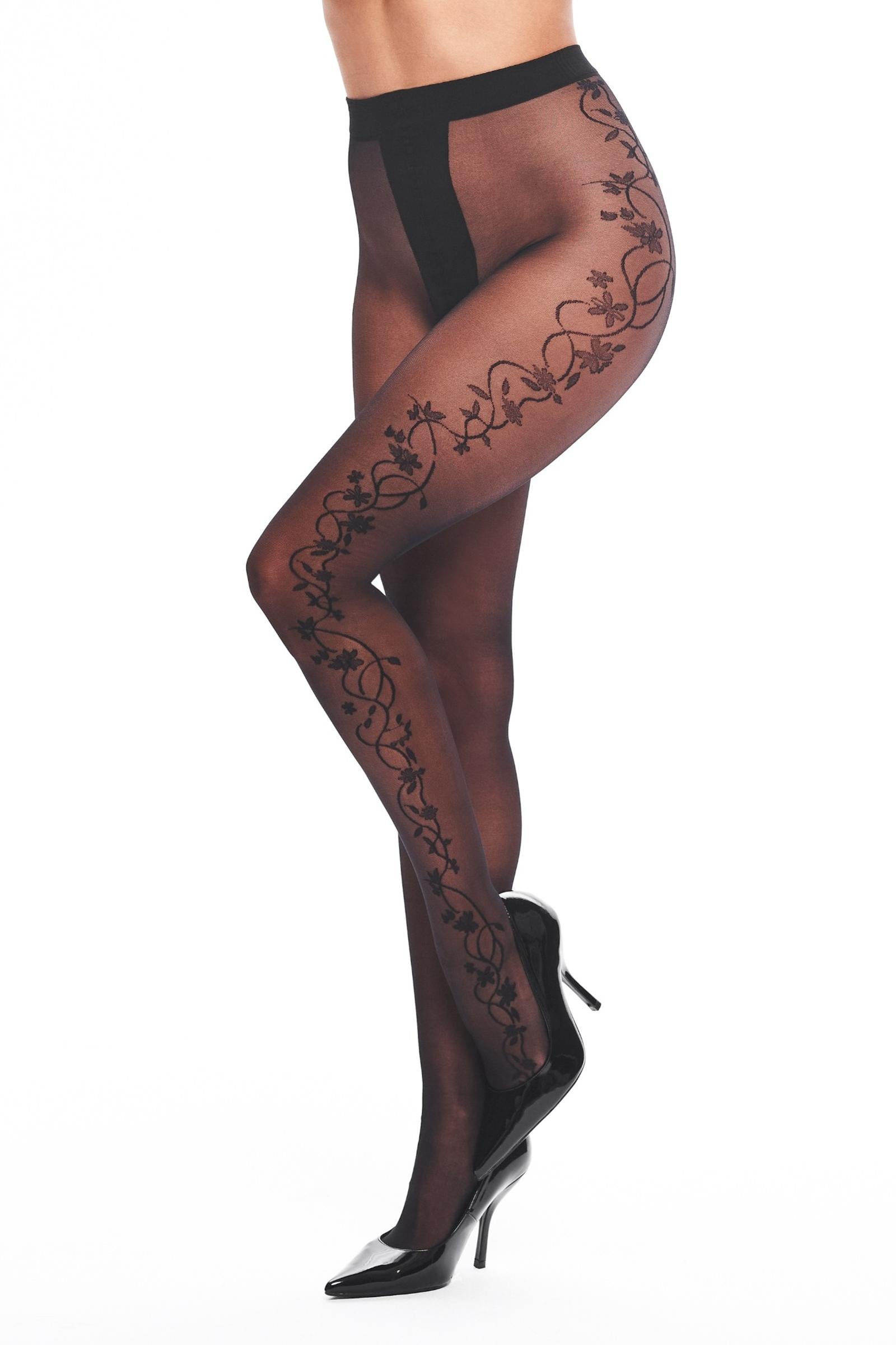 Strumpfhose 20 den mit floraler Stickerei – Bezaubernd & Elegant