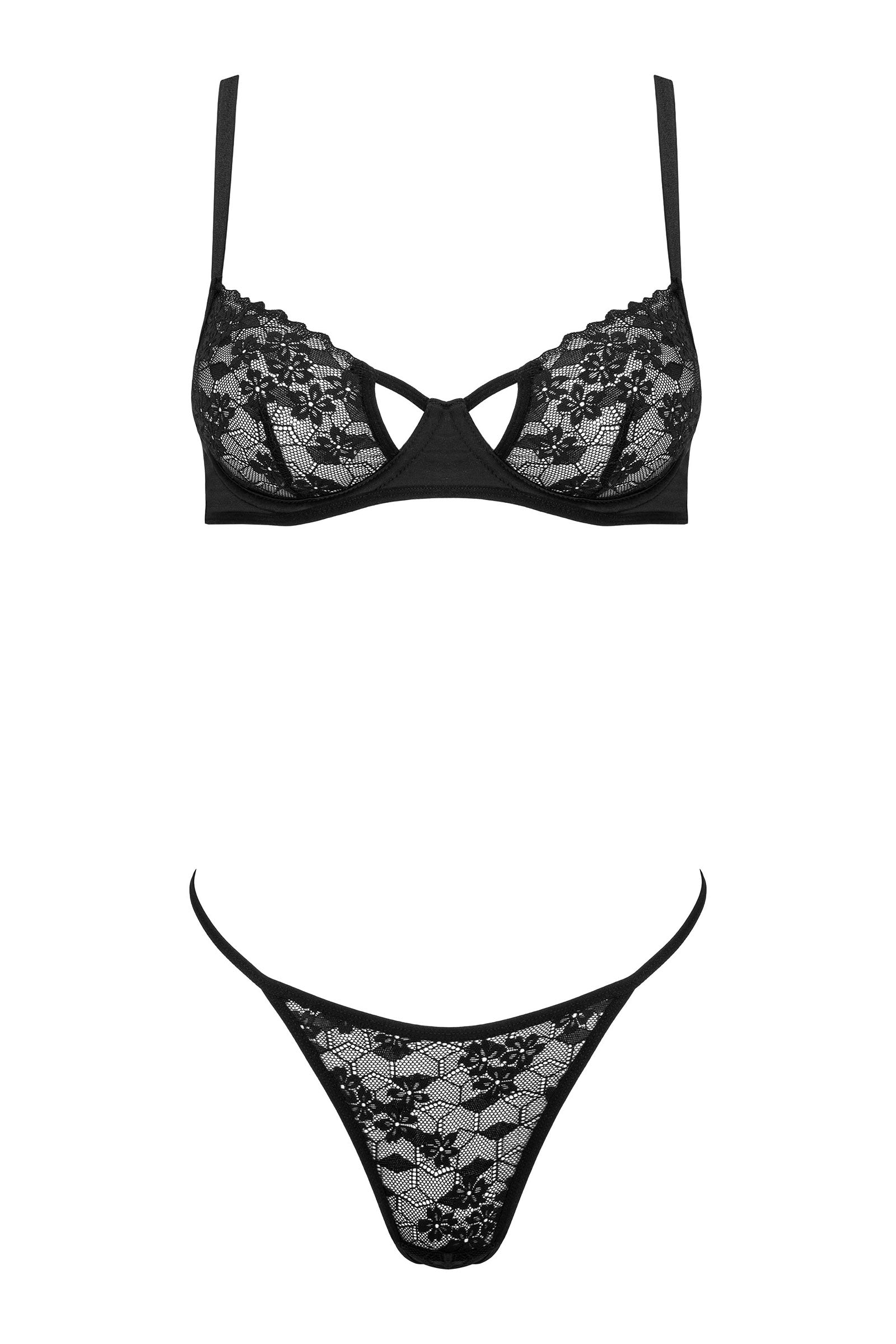 Dessous-Set aus Spitze mit Bügel-BH und String